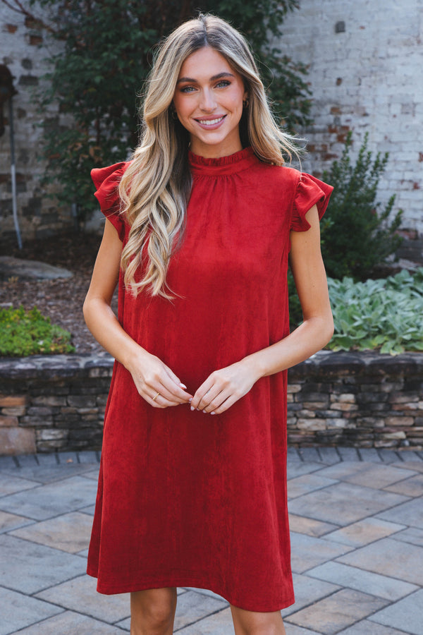 Santiago Suede Dress, Rust
