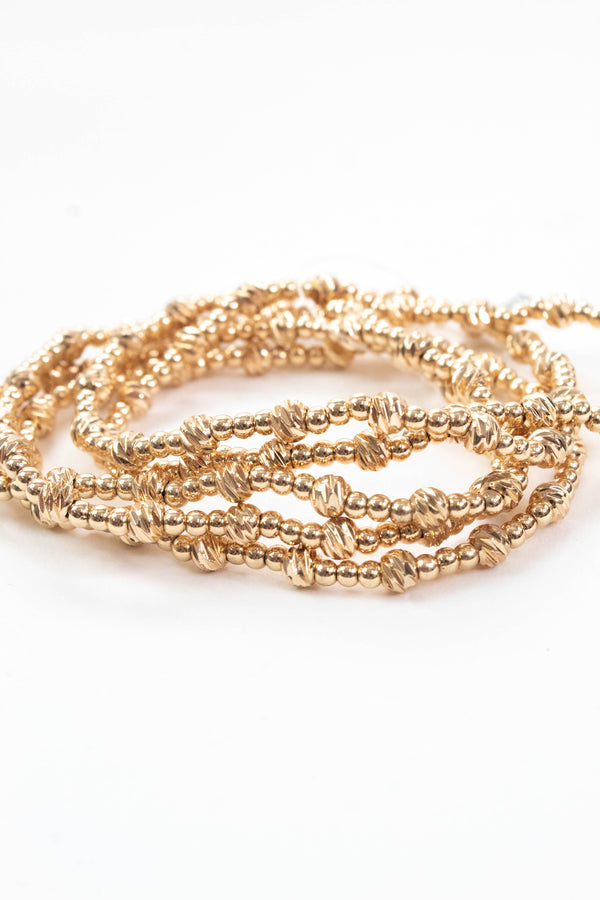 Nia 3mm Beaded Bracelets, Gold