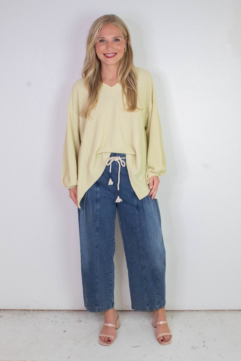Savannah Textured Asymmetrical Hem Top, Buttermilk