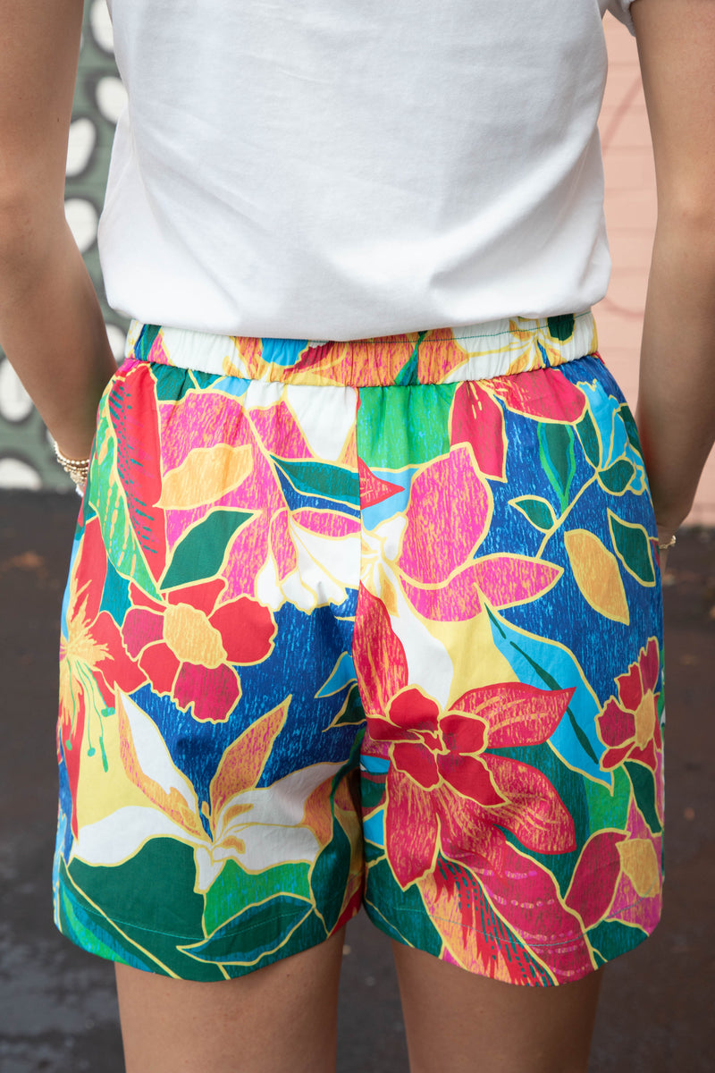 Maxine Printed Shorts, Red Multi