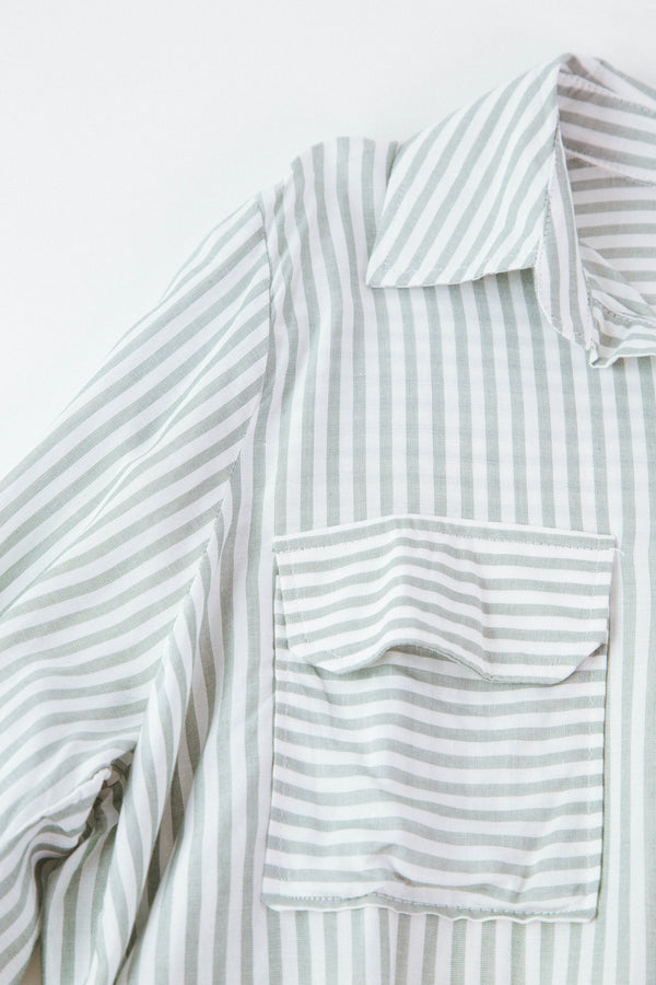 Zoe Striped Button Up Shirt, Olive | Plus Size