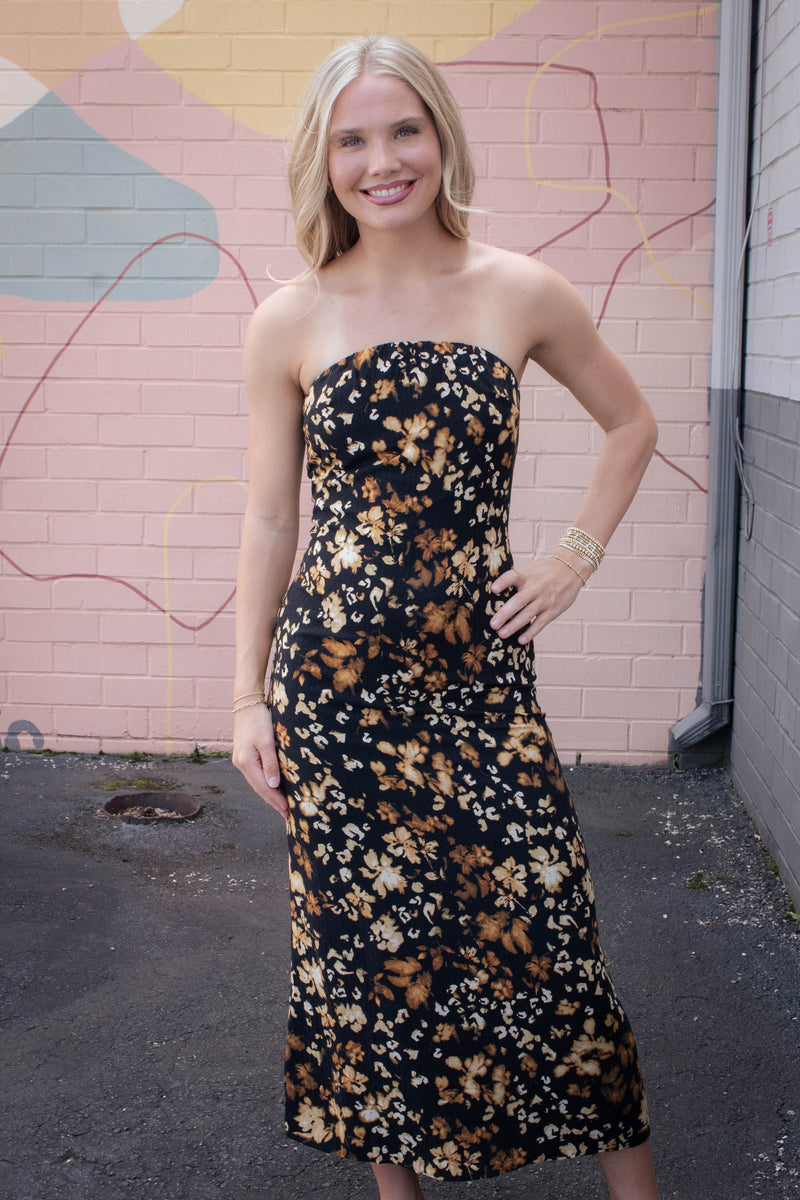 With Ease Tube Midi Dress, Black Multi | Sadie & Sage North & Main Clothing Company With Ease Tube Midi Dress, Black Multi | Sadie & Sage North & Main Clothing Company