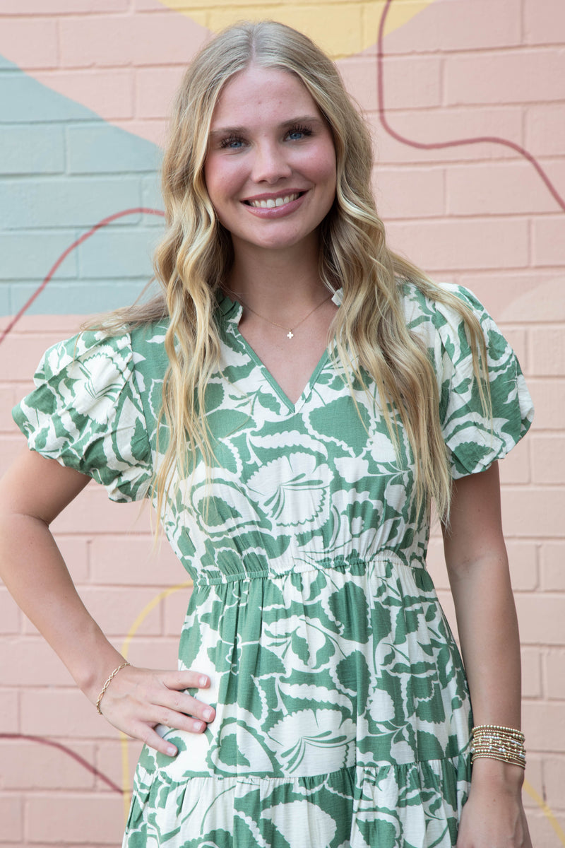 Iris Printed Maxi Dress, Sage