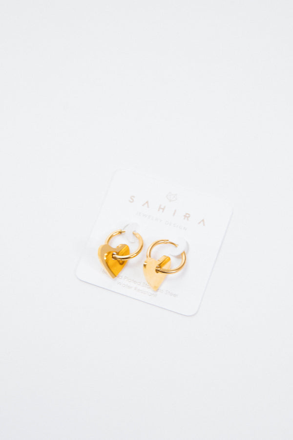 Dee Heart Earrings, Gold | Sahira Jewelry