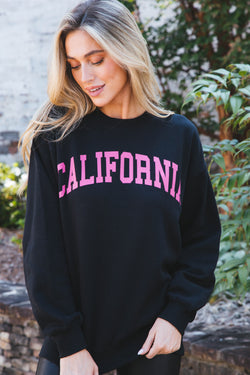 California Fleece Sweatshirt, Black/Pink