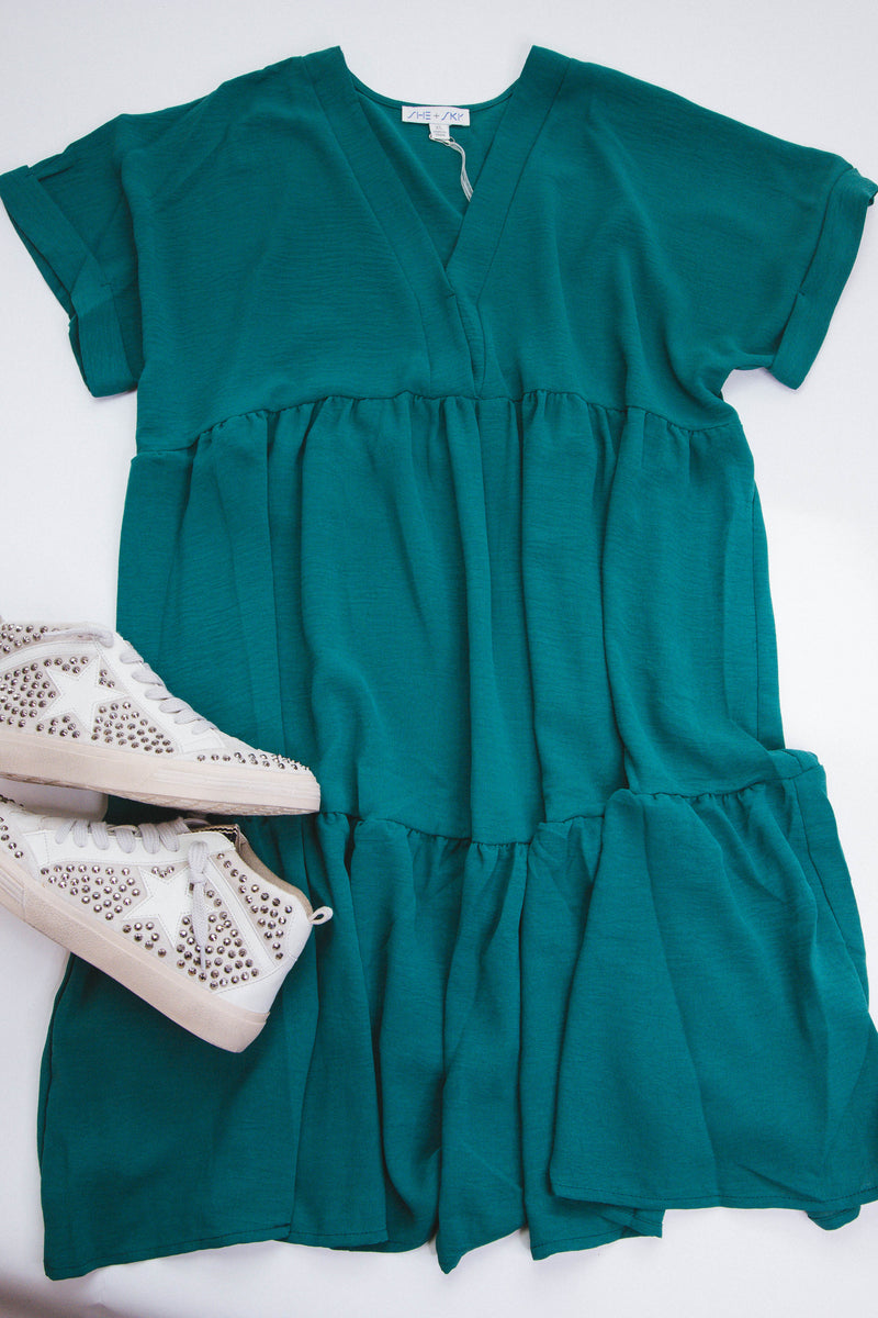 In The Wild Tiered Dress, Green | Plus Size