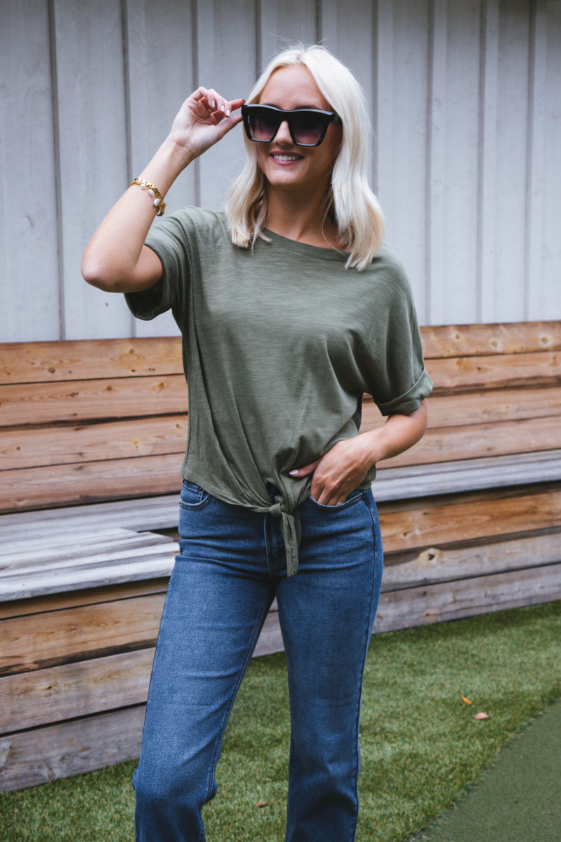 All Day Tie Tee, Trail Green | Sanctuary