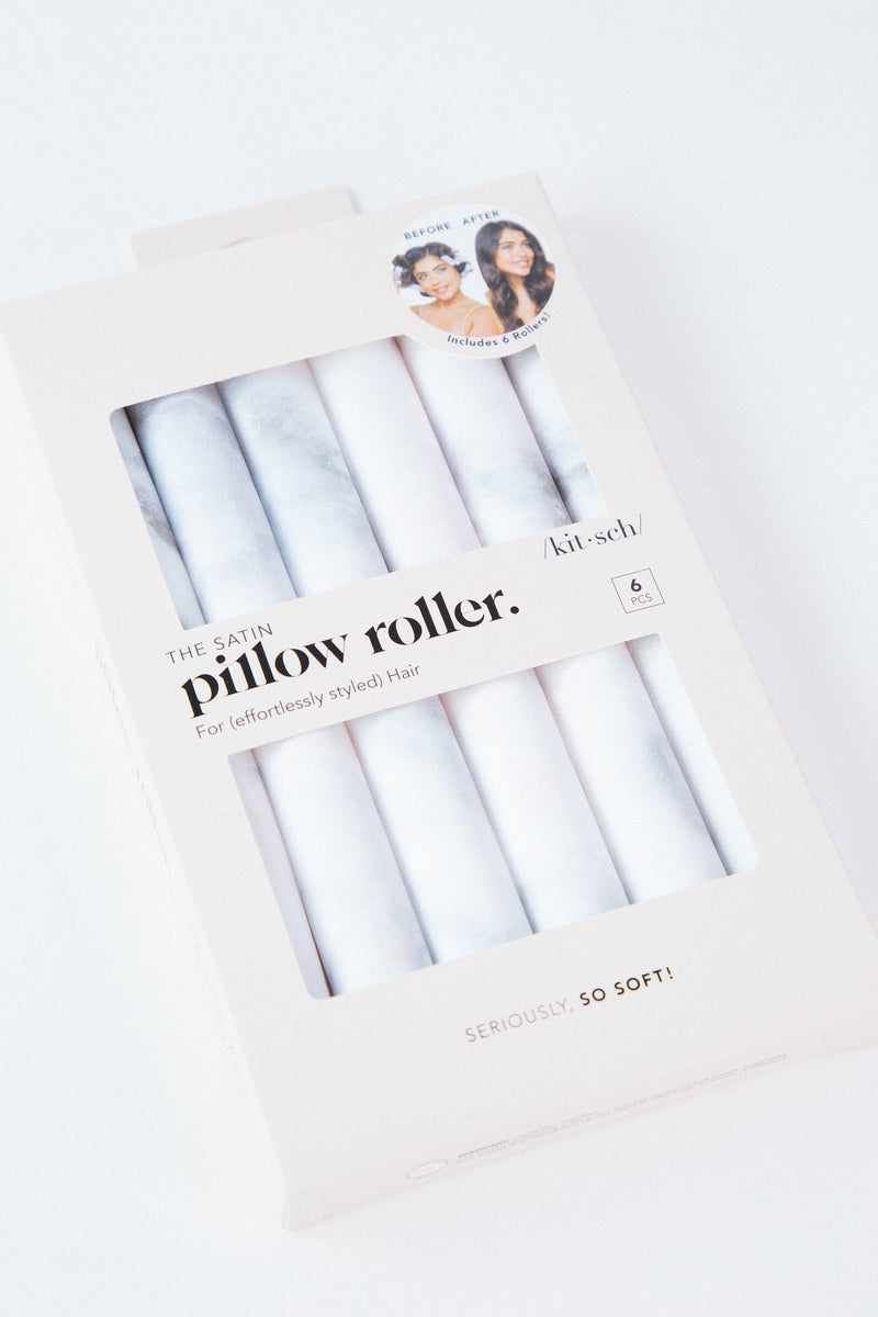 Satin Heatless Pillow Rollers, Soft Marble | Kitsch