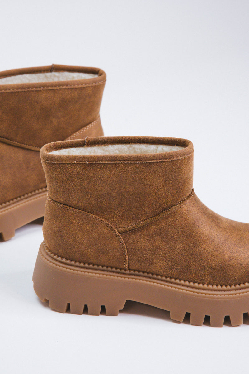 Lonny Fur Lined Pull On Bootie, Tan | DV by Dolce Vita
