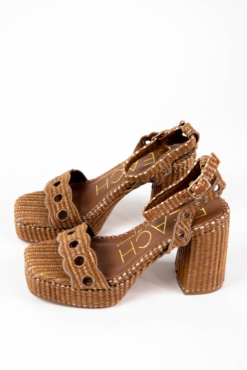 Morrea Raffia Block Heel Sandal, Cognac | Beach by Matisse
