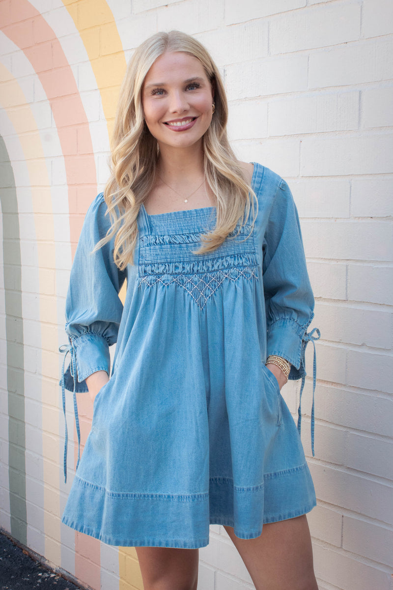 Sonora Denim Mini Dress, Cornflower | Free People