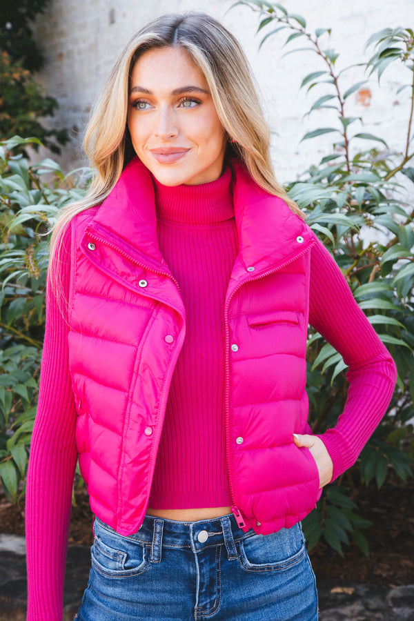Perdita Puff Vest, Fuchsia