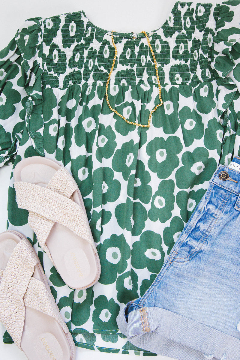 This Is Me Smocked Blouse, Green