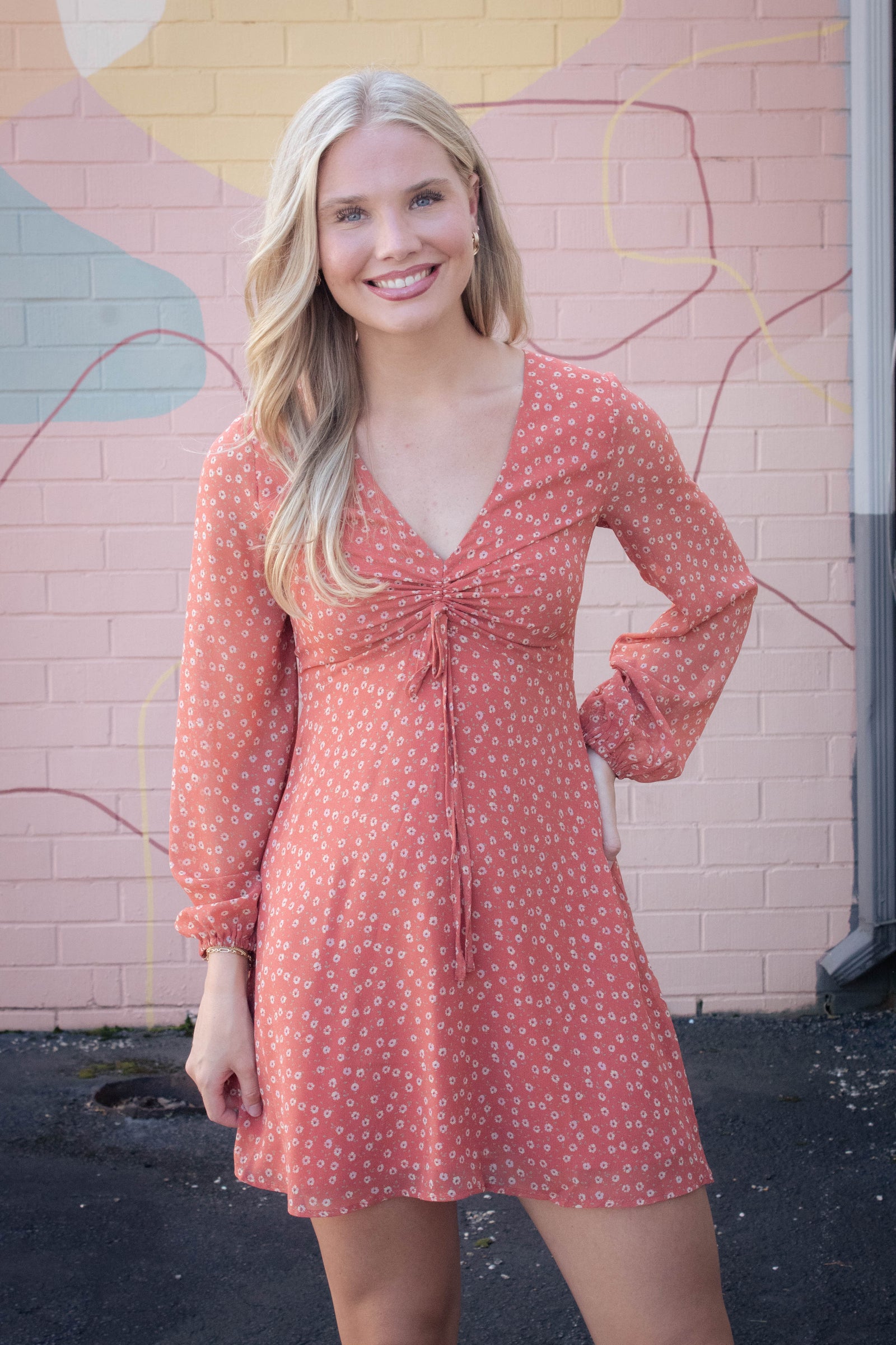Suri Ditsy Floral Mini Dress, Orange Floral – North & Main