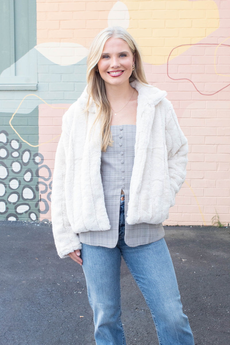 Sarah Faux Fur Jacket, Ivory