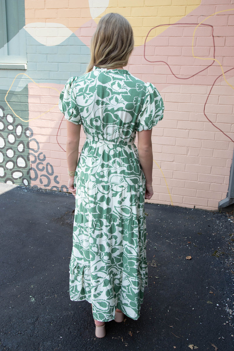 Iris Printed Maxi Dress, Sage