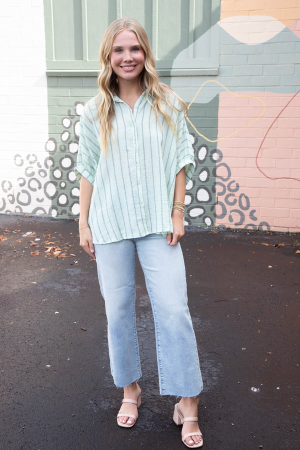 Freya Oversized Drop Shoulder Blouse, Mint