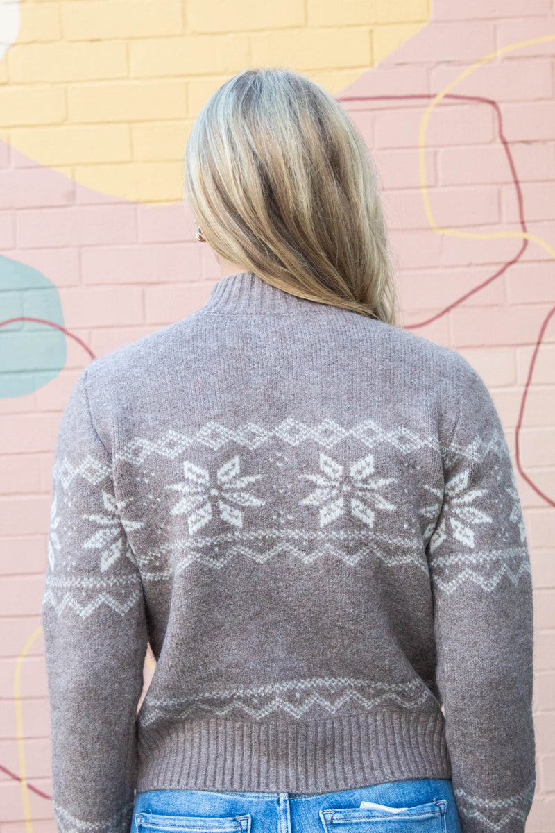 Nayeli Zip Up Embroidered Cardigan, Taupe | RD Style