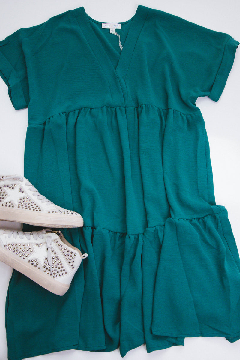 In The Wild Tiered Dress, Green | Plus Size
