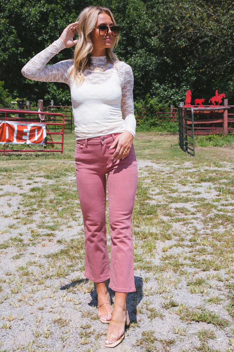Lovely Lace Layering Mesh Top, Ivory