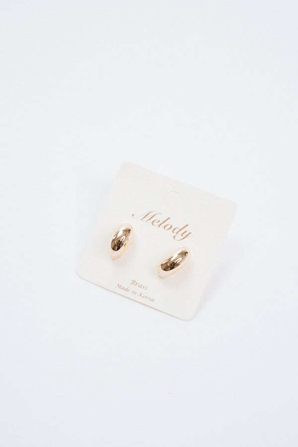 Brass Metal Bean Earring, Gold