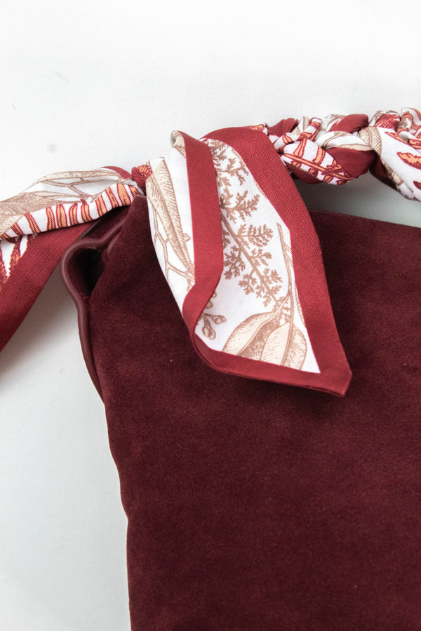 Margaret Small Suede Bucket Bag, Burgundy