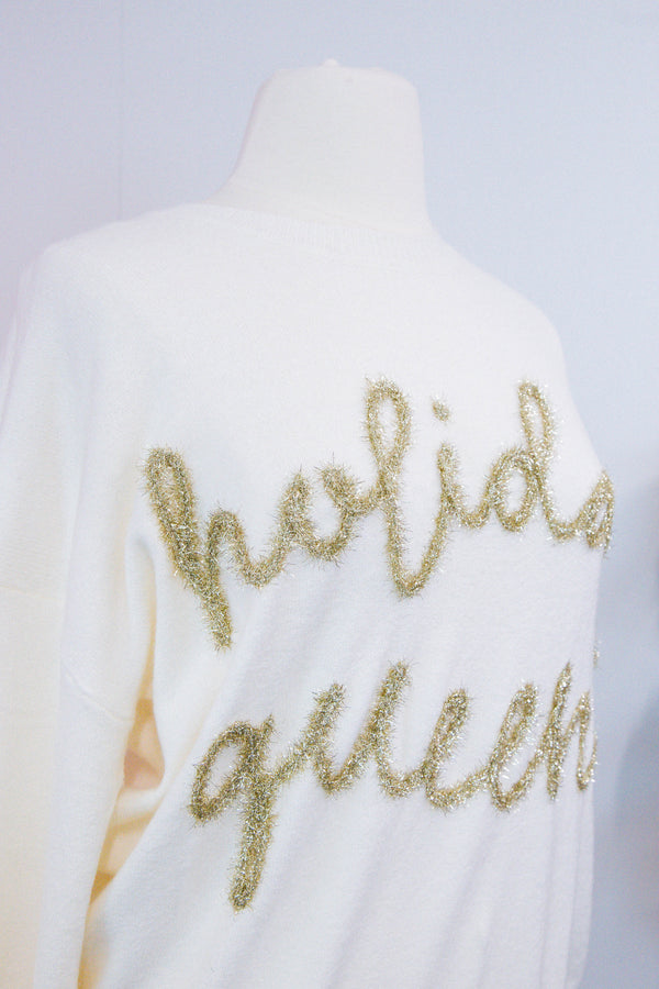 Holiday Queen Sweater, White | Extended Sizes
