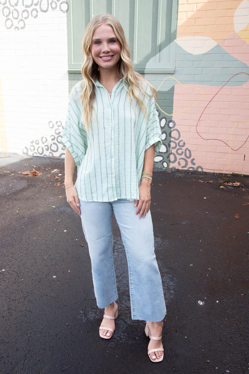 Freya Oversized Drop Shoulder Blouse, Mint