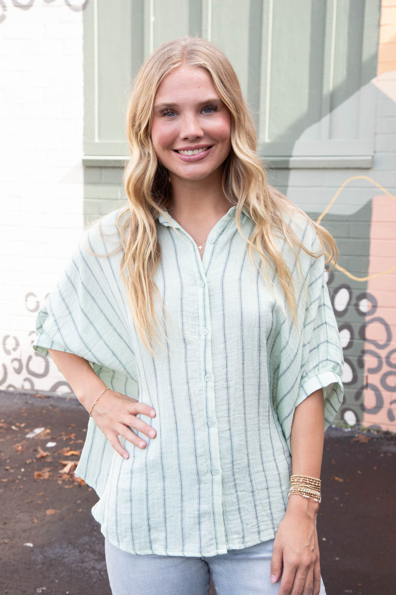 Freya Oversized Drop Shoulder Blouse, Mint
