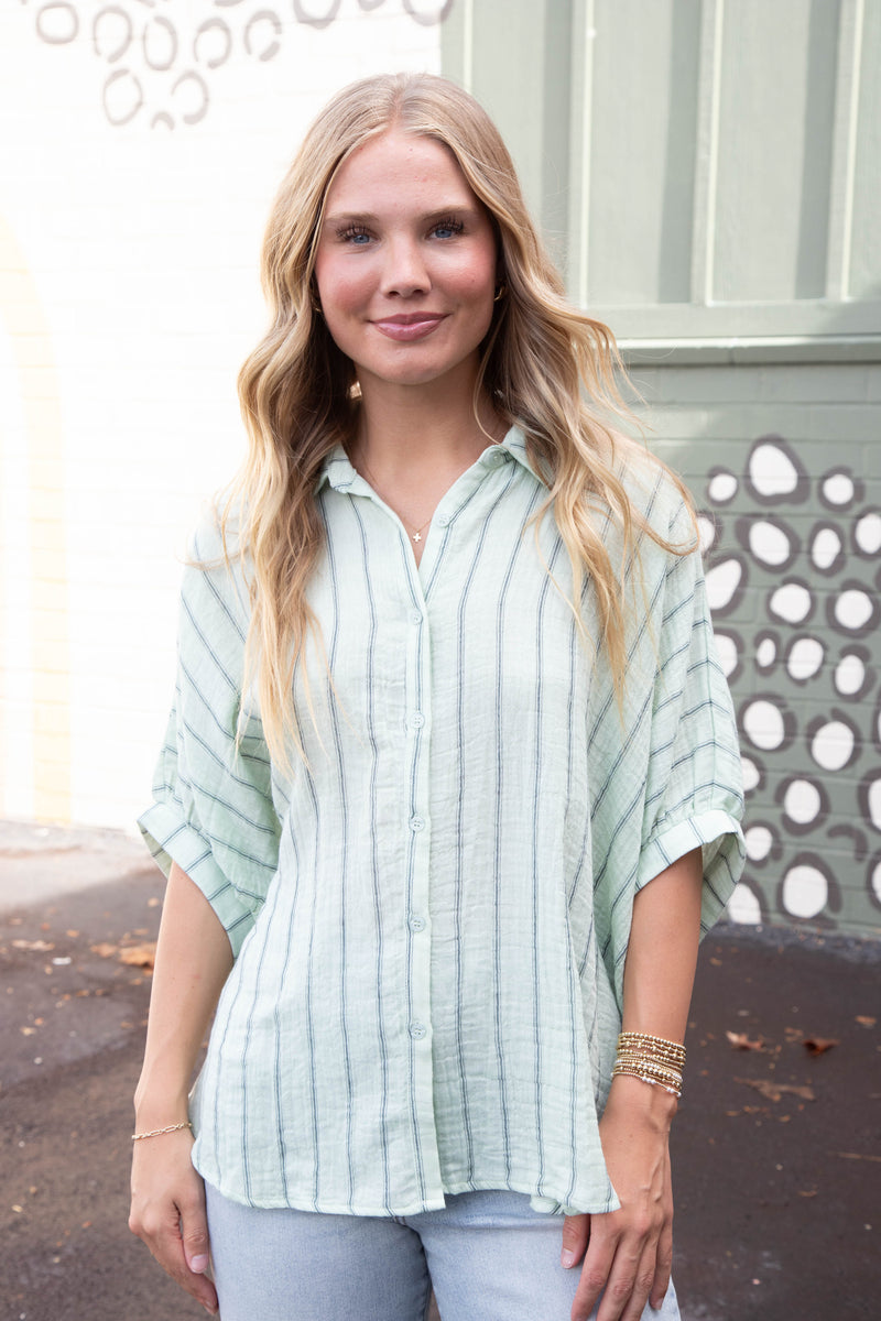 Freya Oversized Drop Shoulder Blouse, Mint