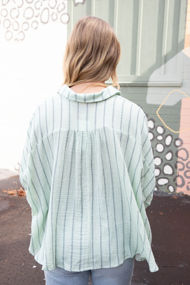 Freya Oversized Drop Shoulder Blouse, Mint