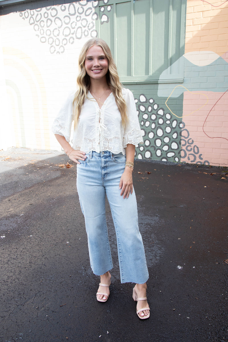 Katalina Floral Embroidered Blouse, Ivory