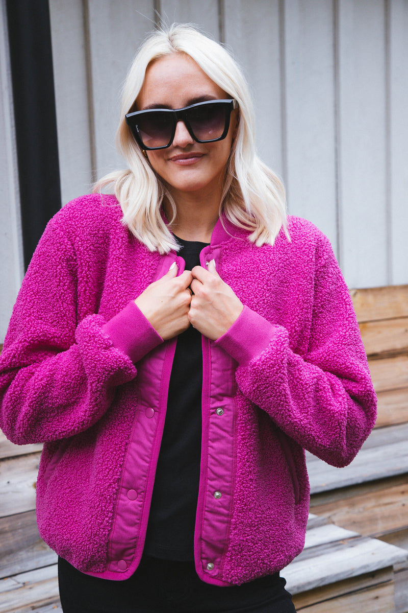 Wool Wrap Coat - Pink Boucle Check
