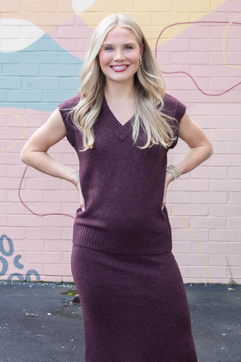 Remy Knit Skirt, Wine | Steve Madden