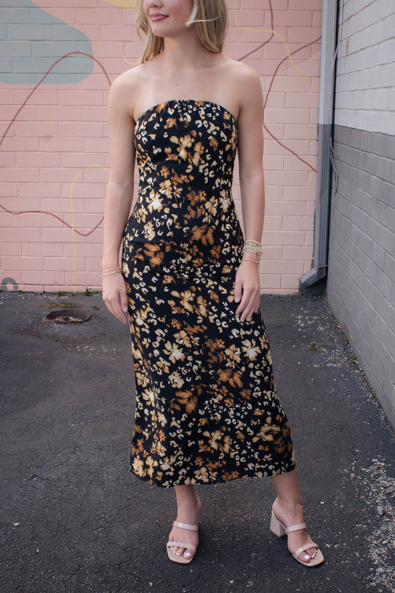 With Ease Tube Midi Dress, Black Multi | Sadie & Sage