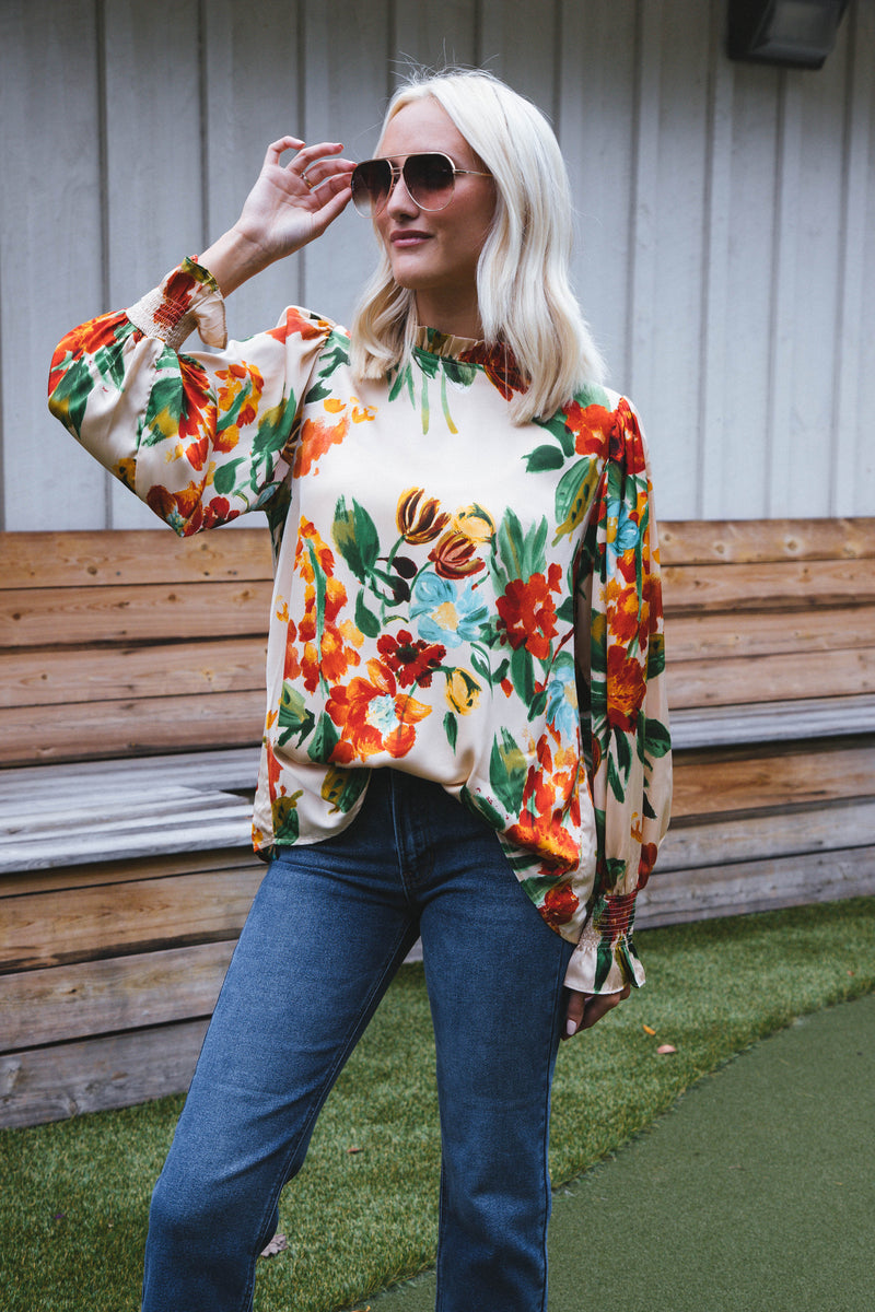 Summer's End Satin Blouse, Vanilla