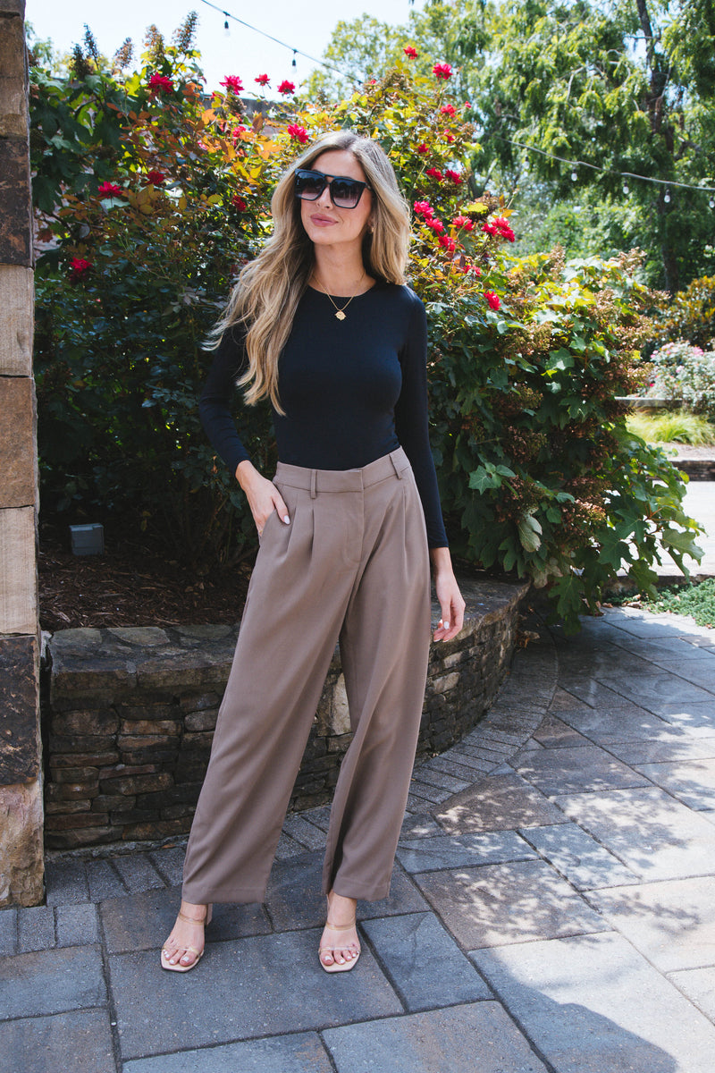 Annabelle Wide Leg Dress Pants, Mocha