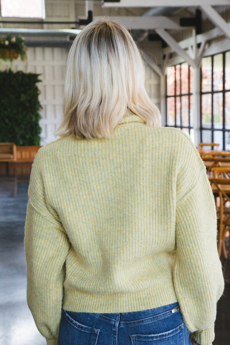 Be True Turtleneck Knit Sweater, Lime