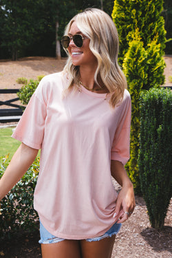 Ash Distressed Mineral Wash Tee, Blush