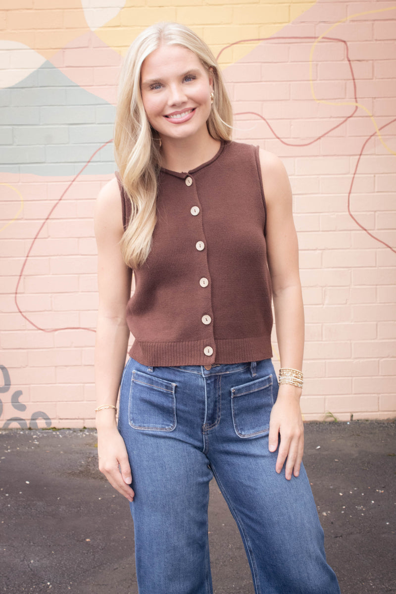 Kaia Crop Wide Leg Patch Pocket Jeans, Dark