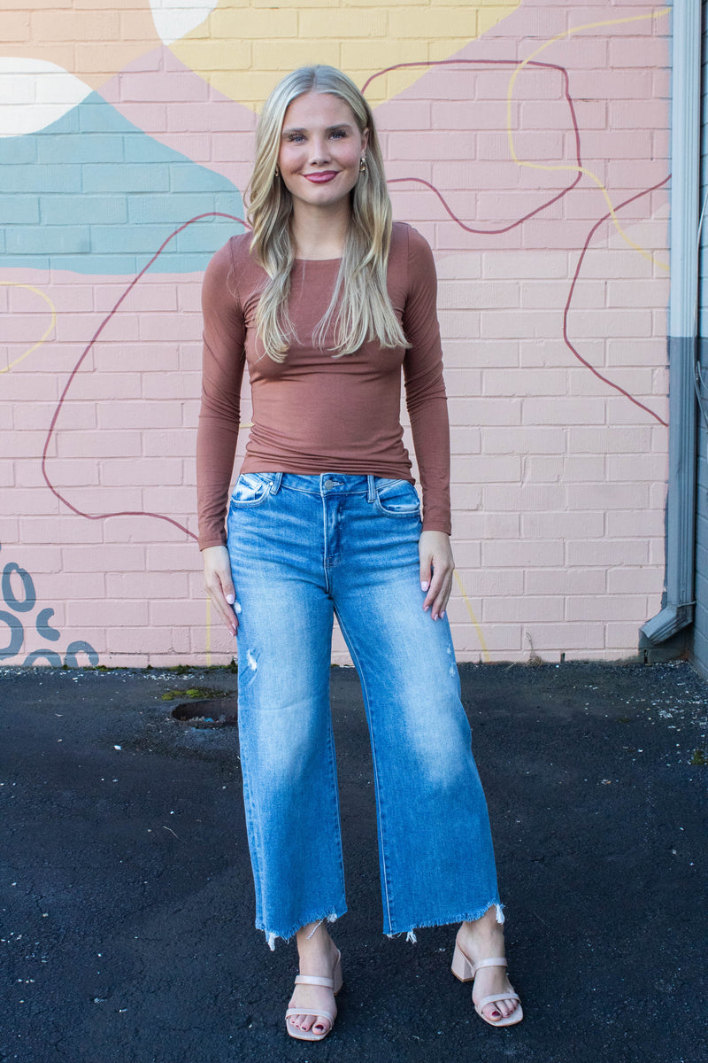 Charlotte High Rise Lightly Distressed Jeans, Medium