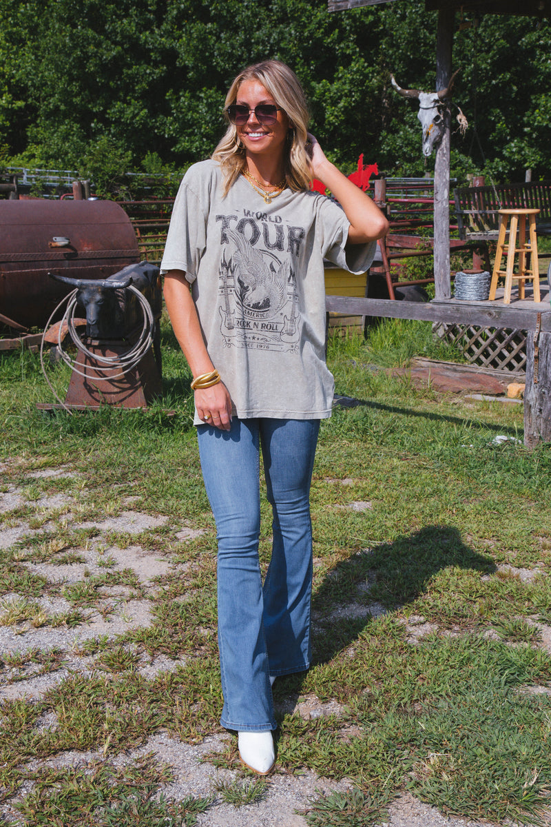 World Tour Rock N Roll Since 1976 Graphic Tee, Mocha