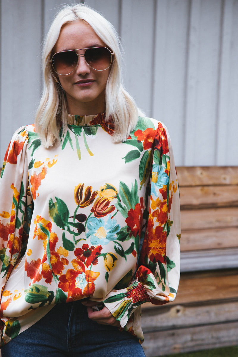 Summer's End Satin Blouse, Vanilla