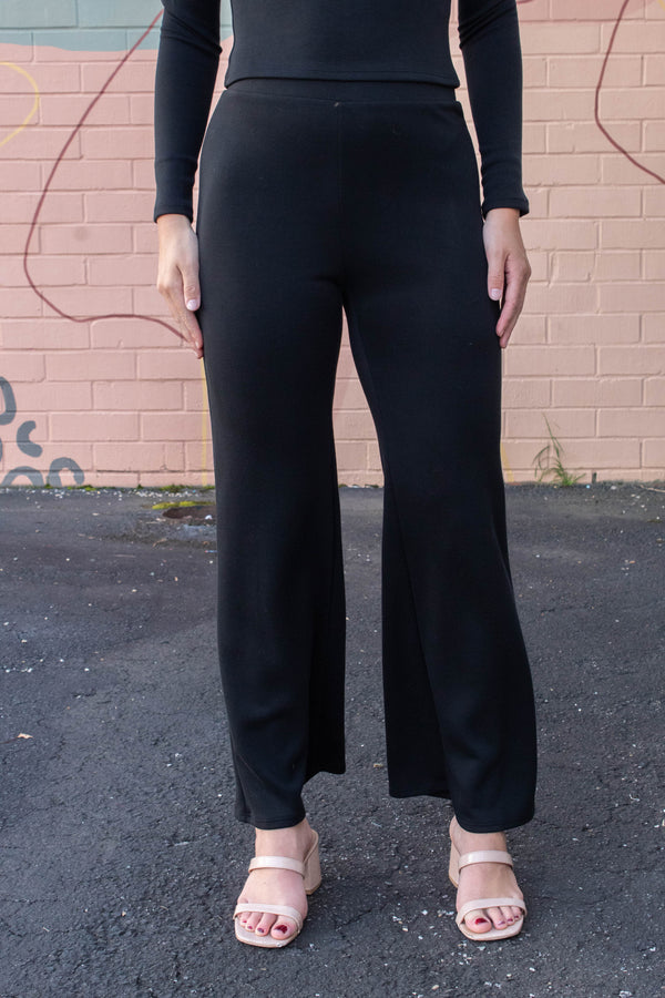 Hustle Knit Wide Leg Pants, Black | Sadie & Sage