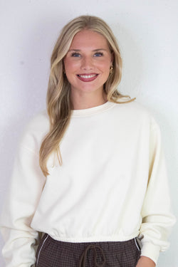 Hazel Bubble Hem Sweatshirt, Cream