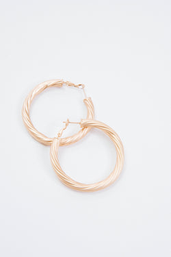 Metal Twist Hoop Earring, Matte Gold