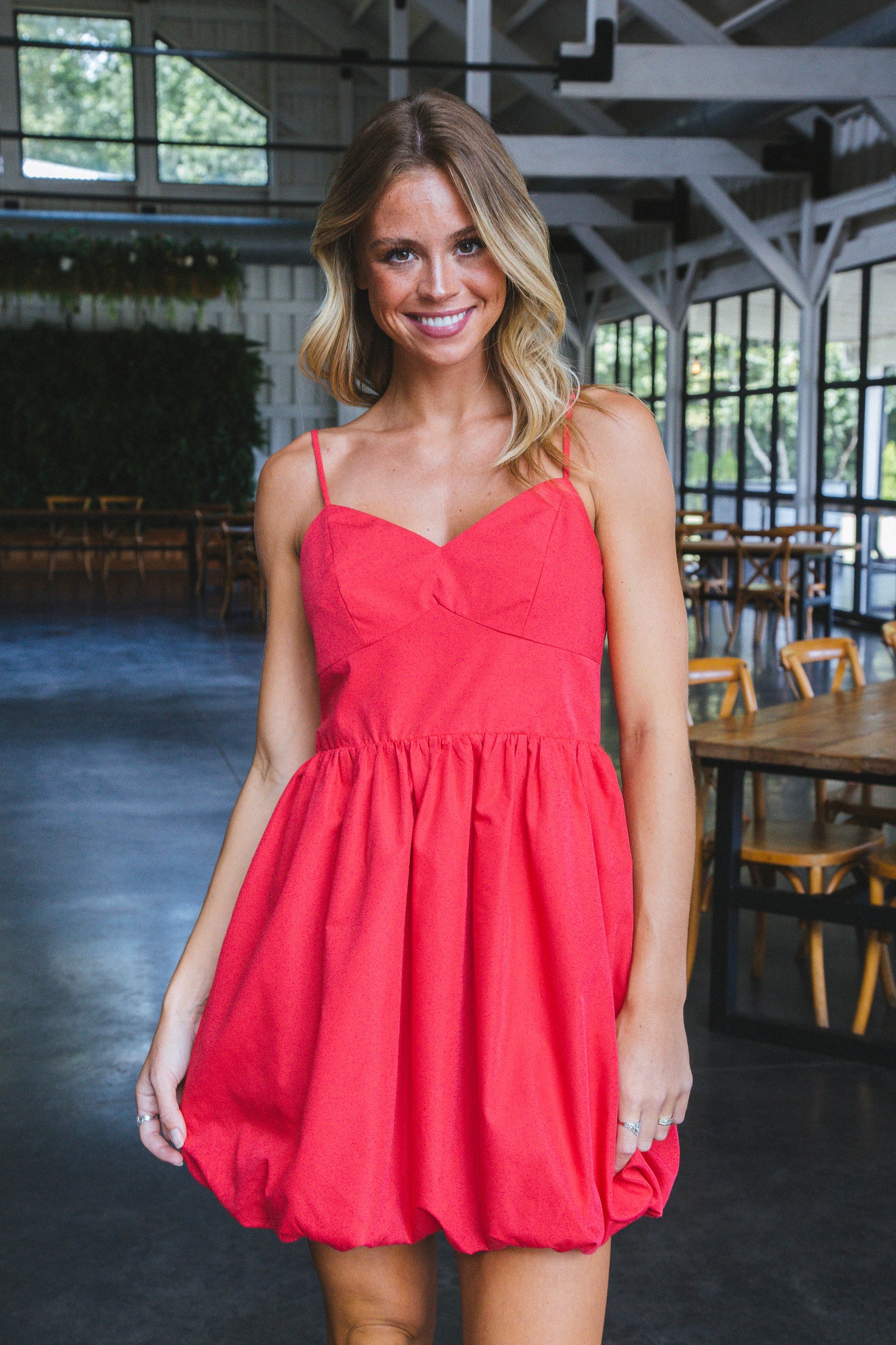 GIANA PACIFIQUE Bubble Hem Dress ジアナ Giana Solid Bubble Hem Dress, Red – North & Main Clothing Company