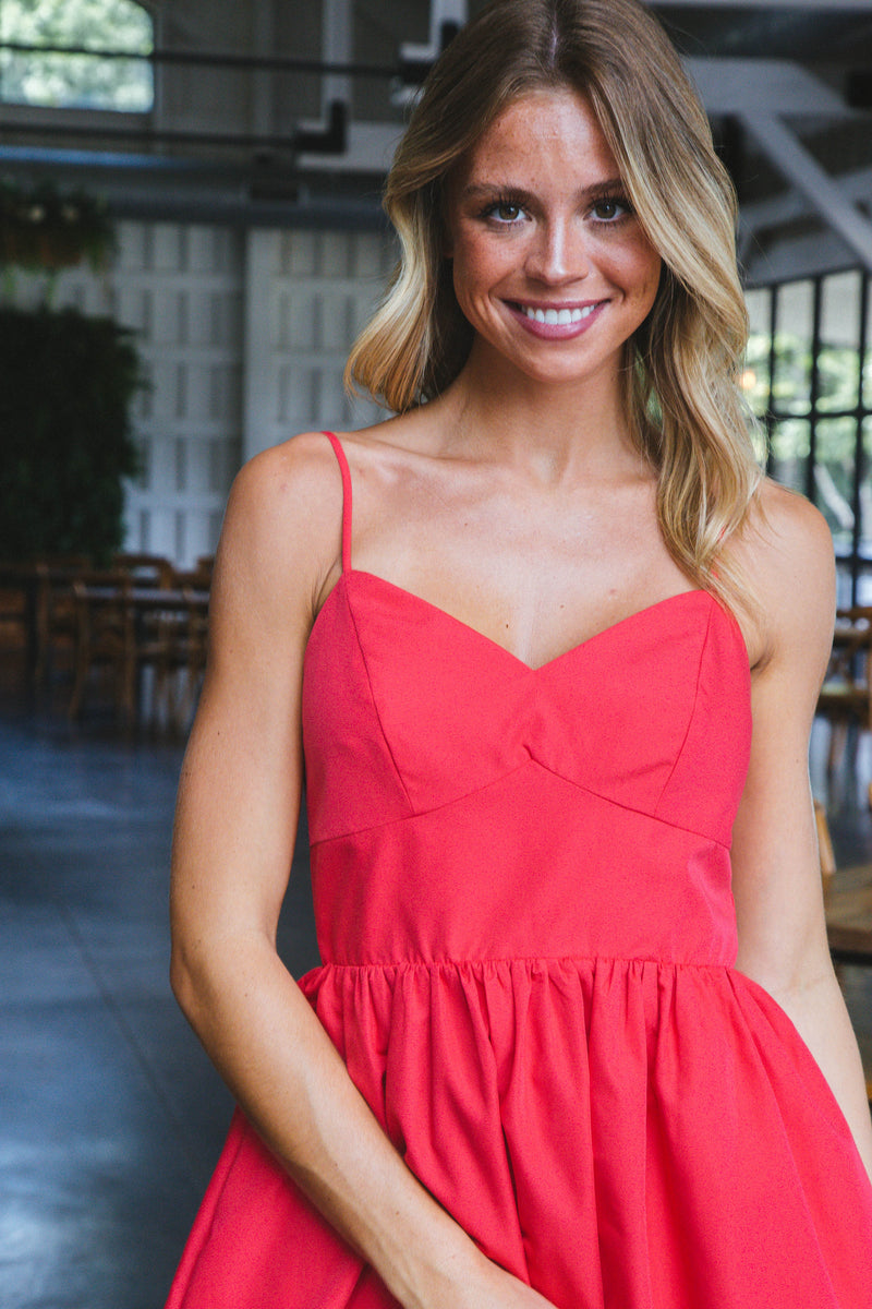 Giana Solid Bubble Hem Dress, Red North & Main Clothing Company Giana Solid Bubble Hem Dress, Red North & Main Clothing Company