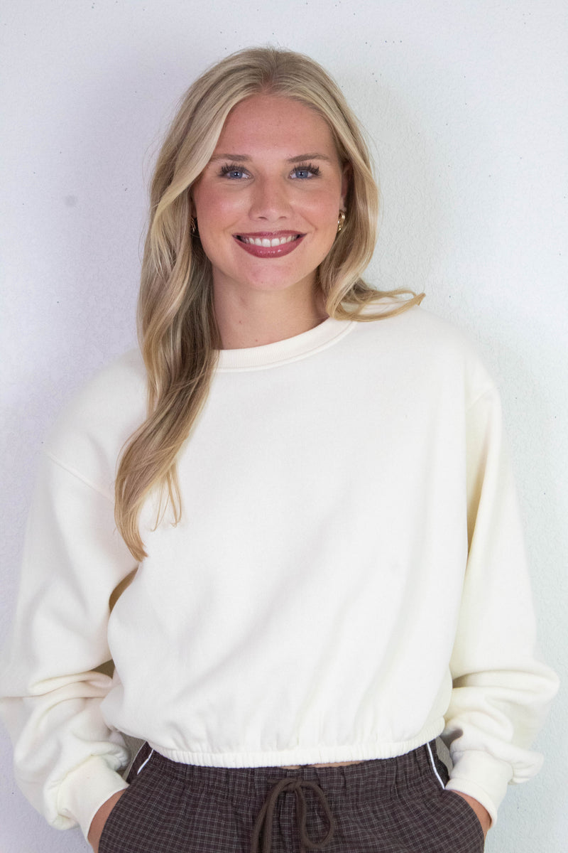 Hazel Bubble Hem Sweatshirt, Cream