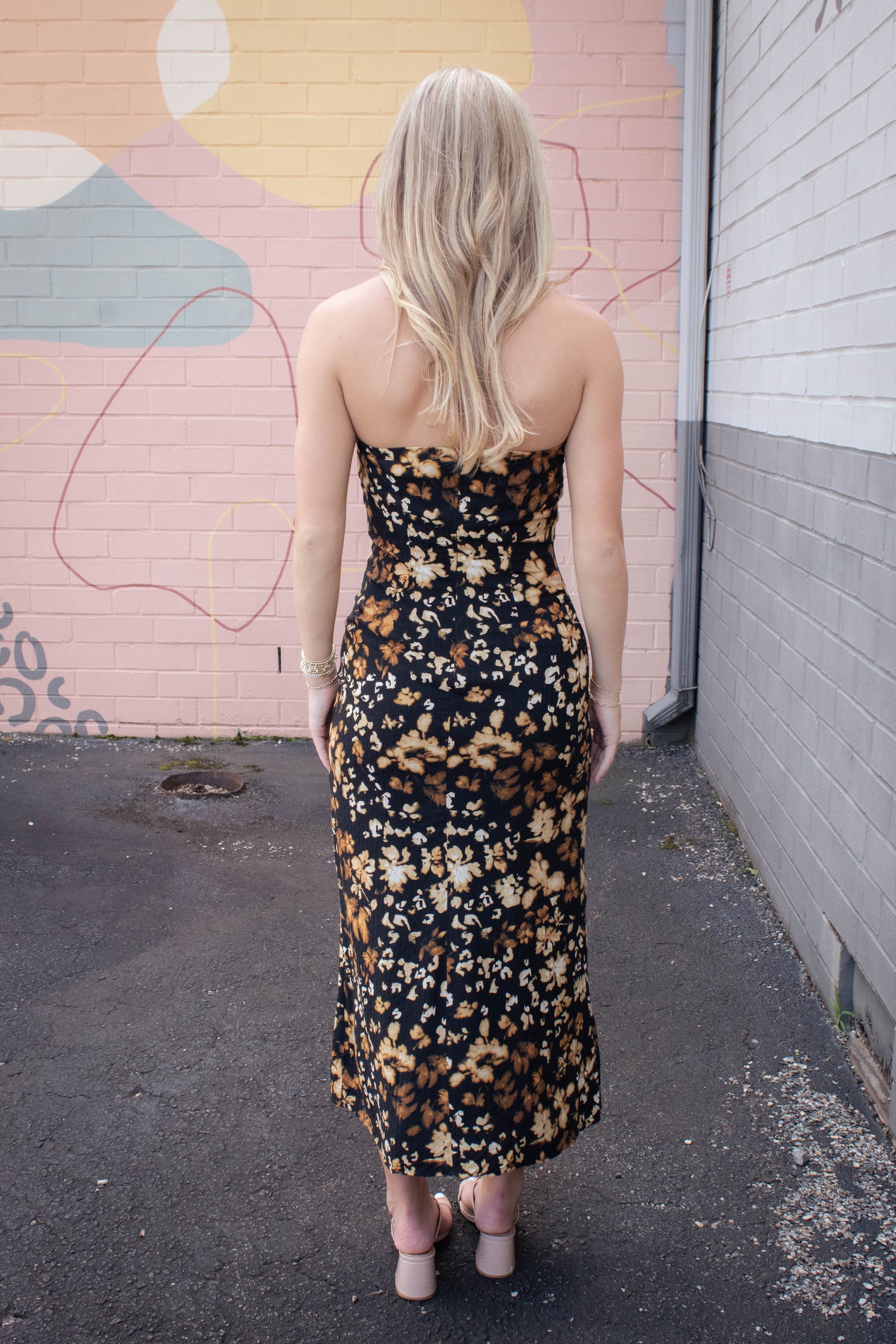 yellow and black midi dress With Ease Tube Midi Dress, Black Multi